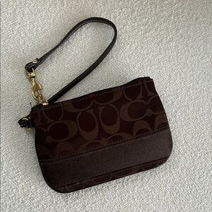 Coach Signature Brown Wristlet